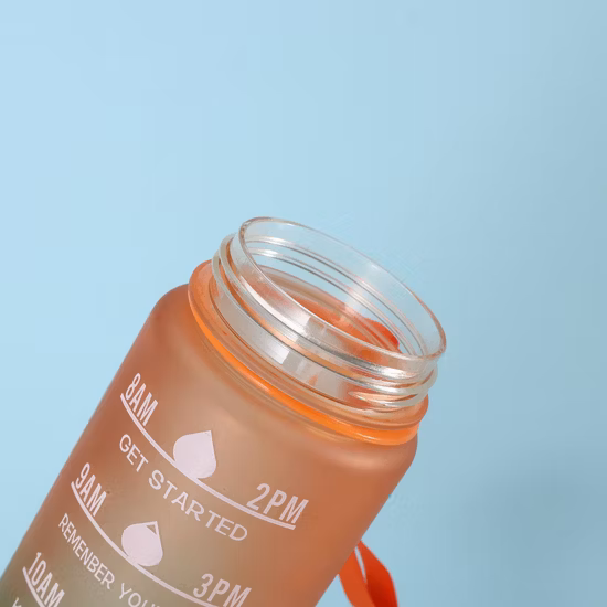 Герметичный тритан, не содержит BPA, 1 л, кувшин для воды для занятий спортом на открытом воздухе и для фитнеса, с маркером времени, большая пластиковая мотивационная бутылка для воды